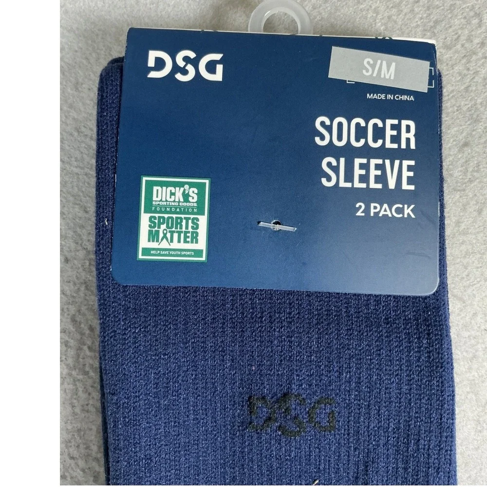 DSG Soccer Sleeve 2 Pack Navy S/M Unisex Leg Sleeves Athletic Sports Socks NWT